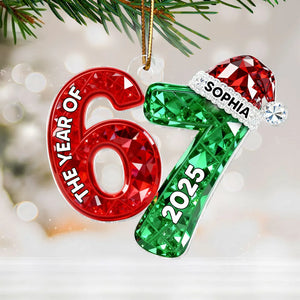 3D Shining Effect 67 Six Seven 2025 Slang Christmas - Personalized Acrylic Ornament - Funny Christmas Gift
