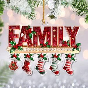 Merry Christmas 3D Crystal Effect Stockings - Personalized Acrylic Ornament - Christmas Gift For Family
