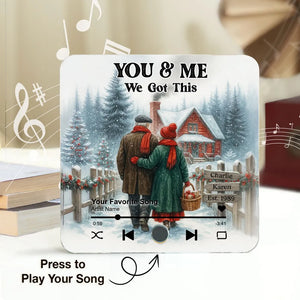 Winter Old Couple Together - Personalized Music Fridge Magnet - Heartfelt Gift, Anniversary Christmas Gift For Couple