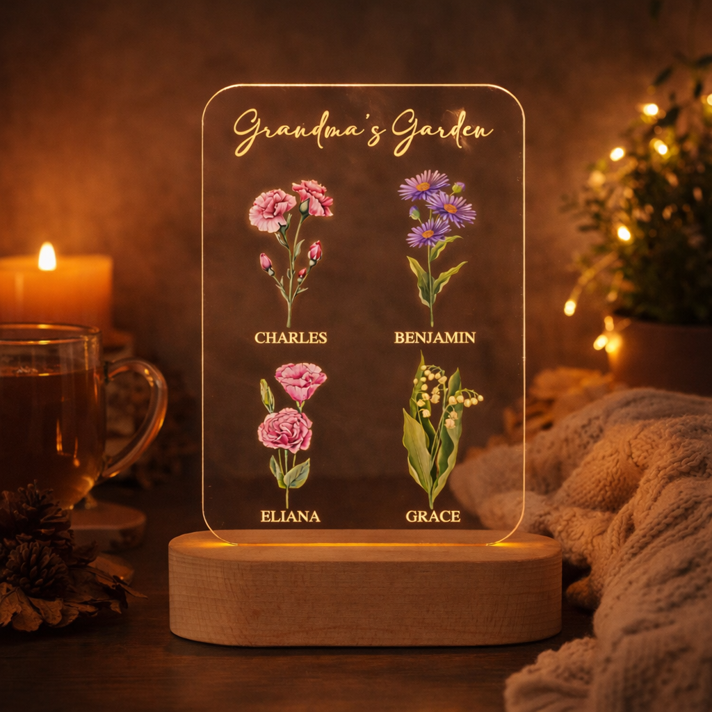 Mom Birthday Gift, Grandma Gift, Custom Grandma's Garden Birth Month Flower Night Light, Personalized Gifts for Mom, Birth Flower Mom Gifts
