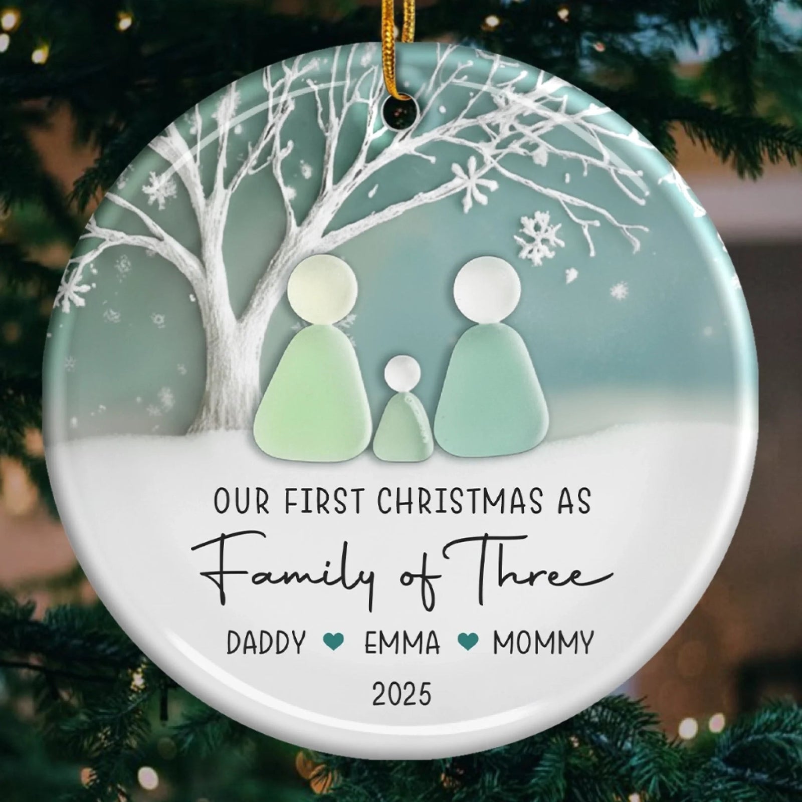 Our First Christmas As A Sea Glass Family - Personalized Ornament - Christmas Gift For Family