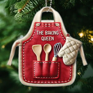 Baking Apron Ornament, The Baking Queen, Pastry Chef Bakers Apron Personalized Ornament, Christmas Gift For Bakers