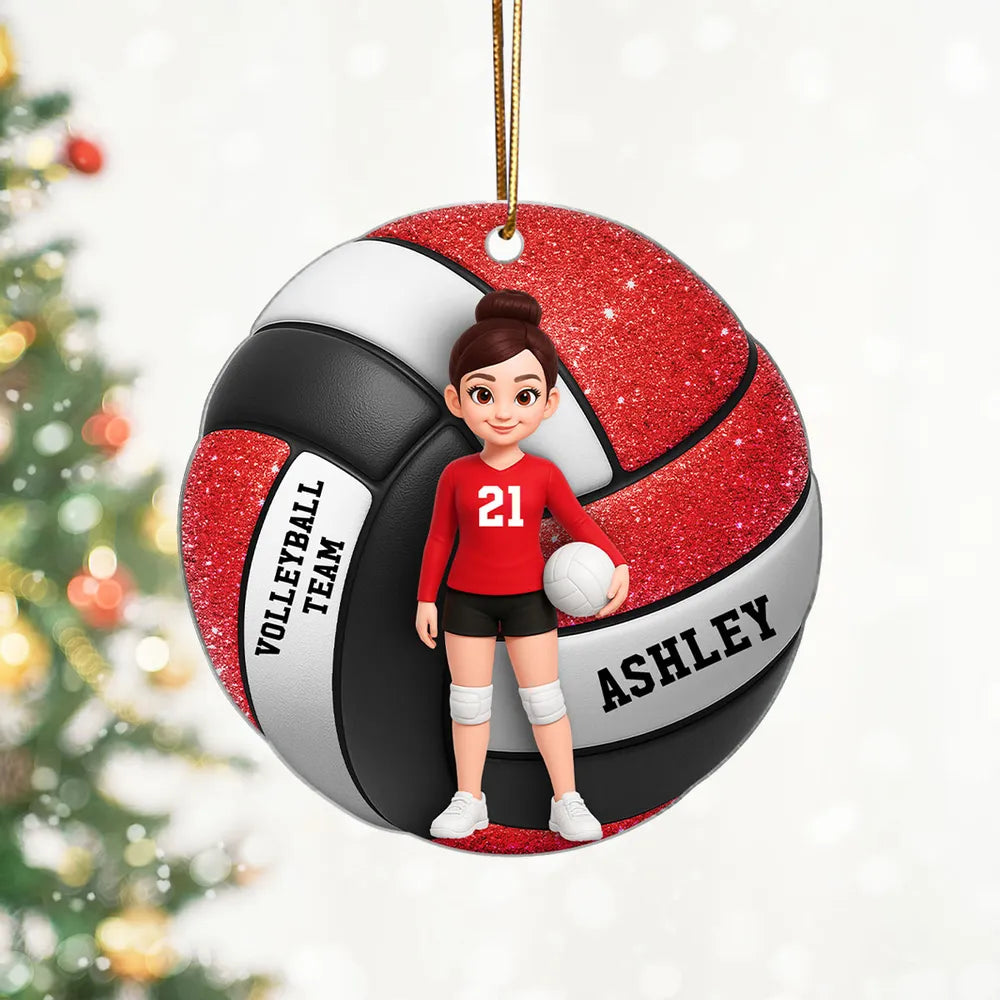 Volleyball Girl 3D Effect Printed - Personalized Acrylic Ornament - Christmas Gift For Volleyball Players, Volleyball Lovers