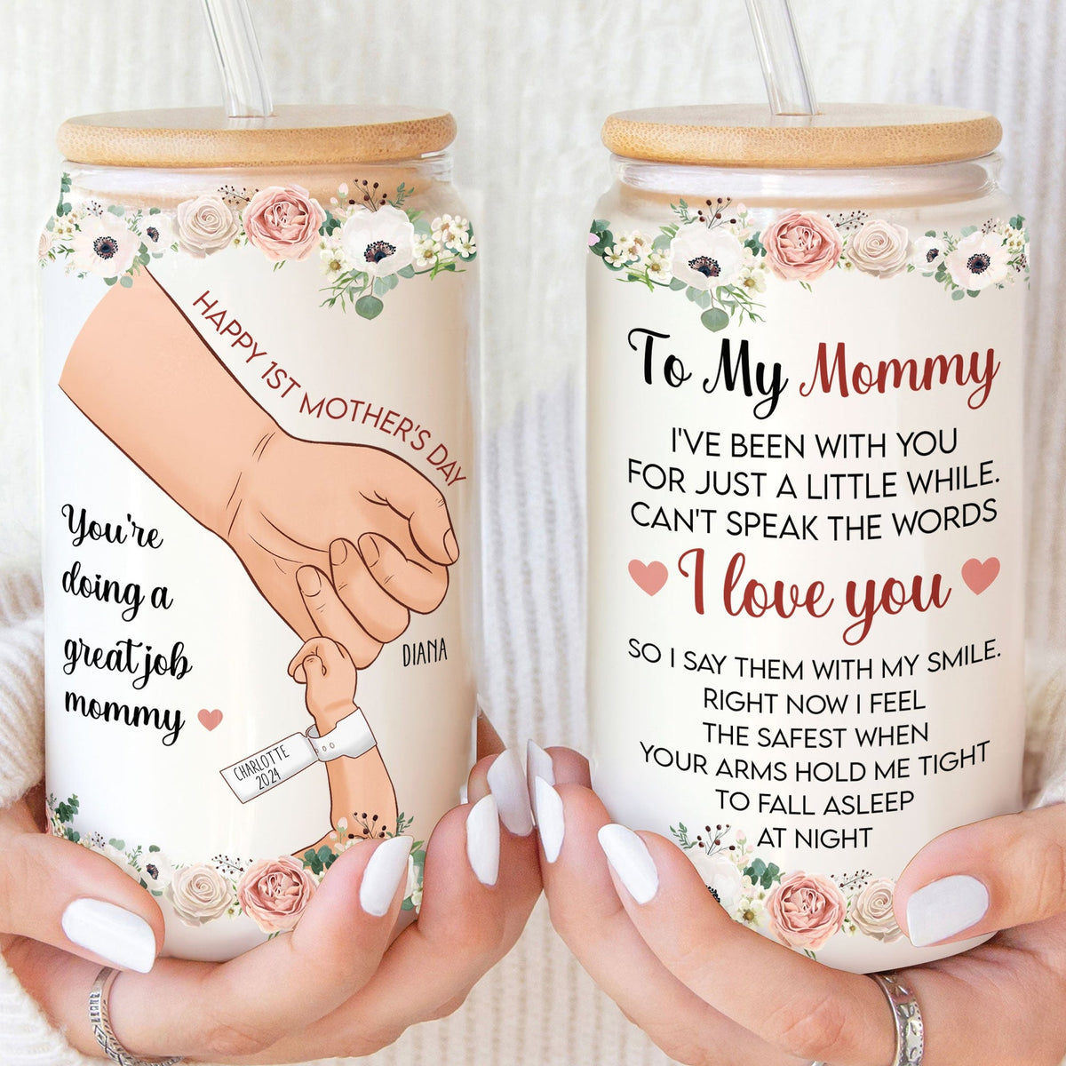 1st Mother's Day I Love You Mom From Baby - Personalized Glass Tumbler - Gift For New Mom