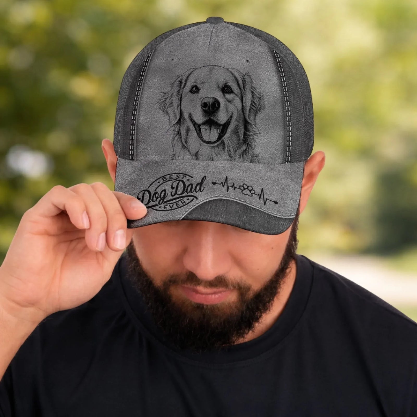 Pencil Sketch Photo Cap - Personalized Father's Day Birthday Gifts For Dog Cat Lovers