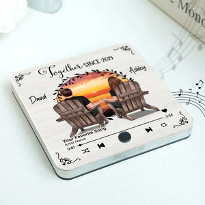 Couple Sitting Peaceful Window Landscape - Personalized Music Magnet - Valentine's Day Gift For Couple