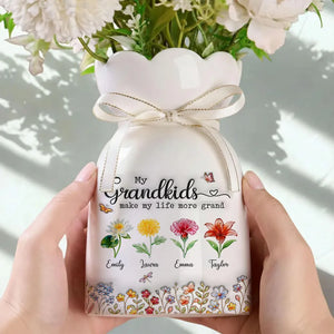 My Grandkids Make My Life More Grand - Personalized Bloom Vase - Gift For Grandmother, Mother's Day Gift, Birthday Gift