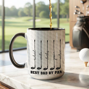 Custom Best Dad By Par Mug, Personalized Golf Gift For Men, Fathers Day Golfer Coffee Cup, Papa Present, Funny Husband Birthday Drinkware