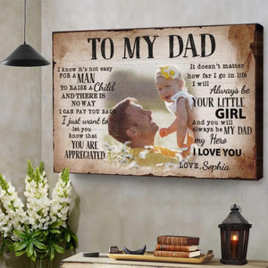 Personalized Canvas Prints For Dad, Custom Photo And Name, Gift For Dad, Father's Day Gift, Love Dad, To My Dad
