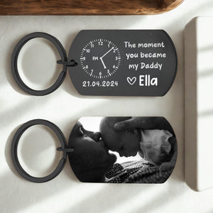 The Moment You Became My Daddy, Personalised Photo Keyring With New Born Baby Photo Gift, Gift for New Daddy,1st Father's Day Gift