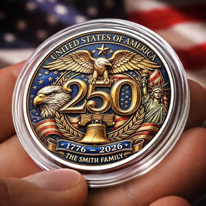 Patriotic 4th of July Family Keepsake Metal Coin Personalized American Heritage Challenge Coin Gift for Family Reunion, Independence Day & Memorial Celebration