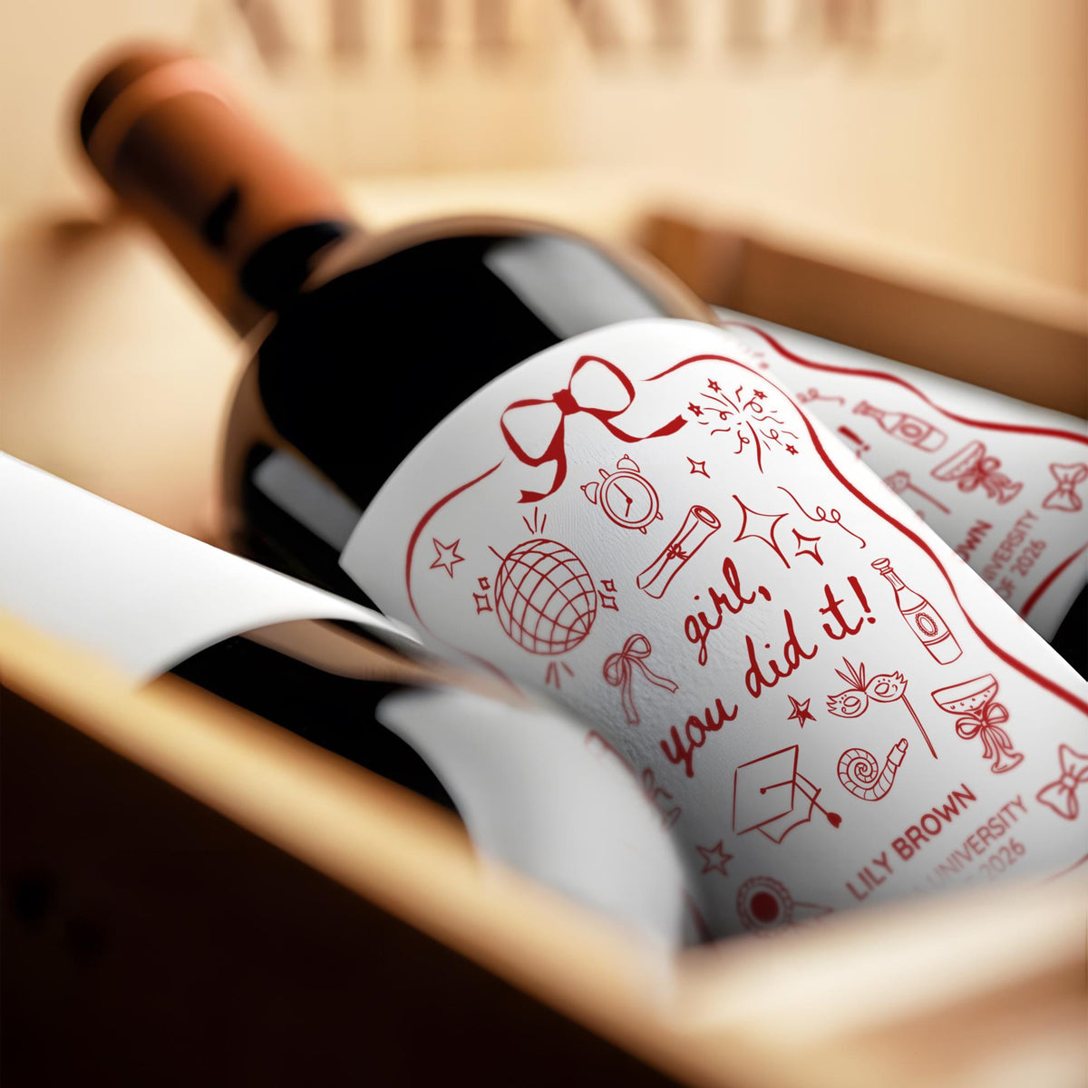Personalized Graduation Wine Label, Custom Grad Party Decorations, Graduation Gifts for Girls