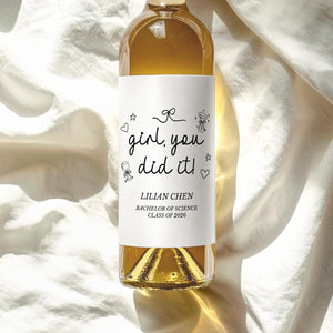 You Did It Graduation Champagne Label, Class of 2026, Graduation Party Favour Label