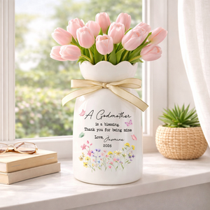 Personalized Christening Baptism Custom Godmother Godfather Bloom Vase, Godparents Planter, Thank You Gift, Mothers Day