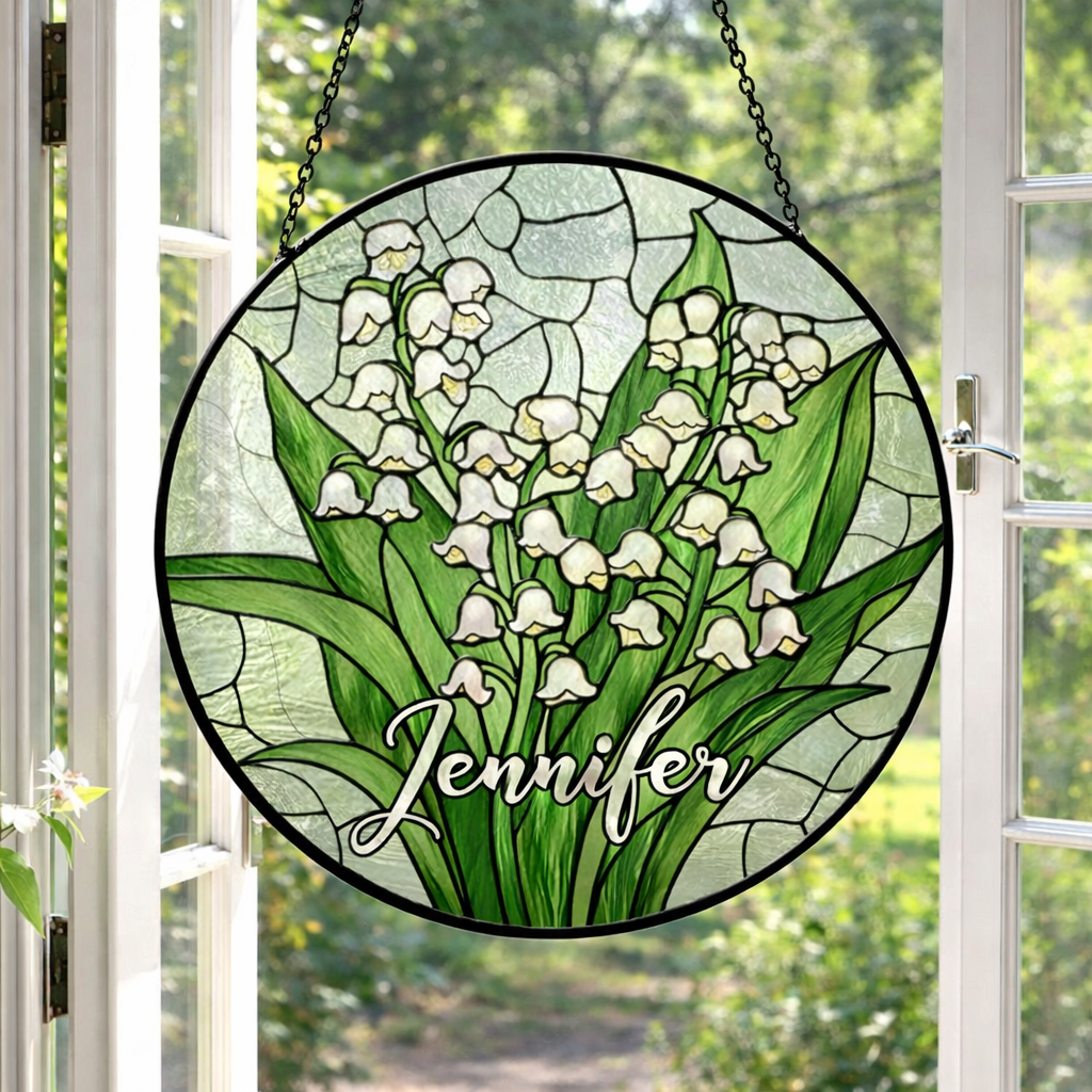 Stained Glass Lily Of The Valley Flower Suncatcher Mother's Day Gift May Birth Month Flower Grandma Gift Glass Suncatcher Family Gift Idea