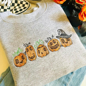 Spooky Pumpkin Patch Halloween Embroidered Crewneck | Halloween Sweatshirts | Autumn Crewneck | Spooky Season Sweatshirts