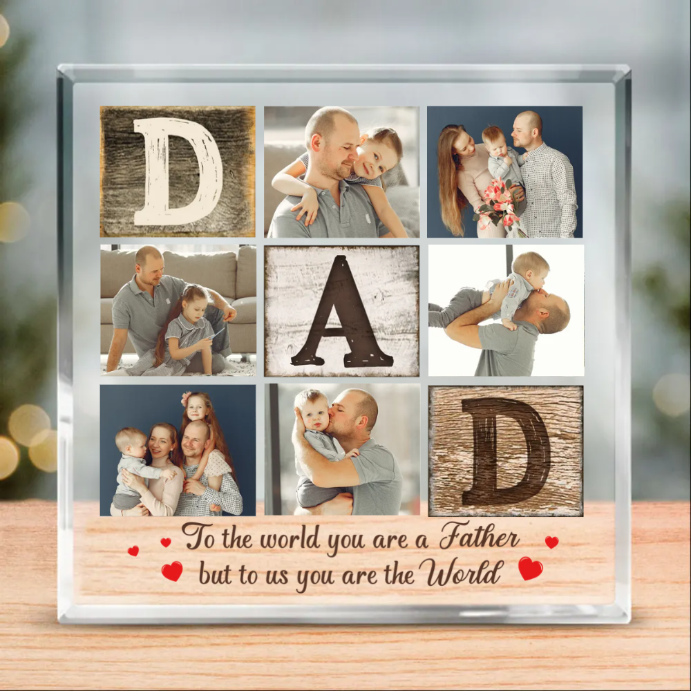 DAD Six Photo Father's Day Collage Acrylic Plaque, Personalized Pictures Gifts For Father, Unique Father's Day Gifts