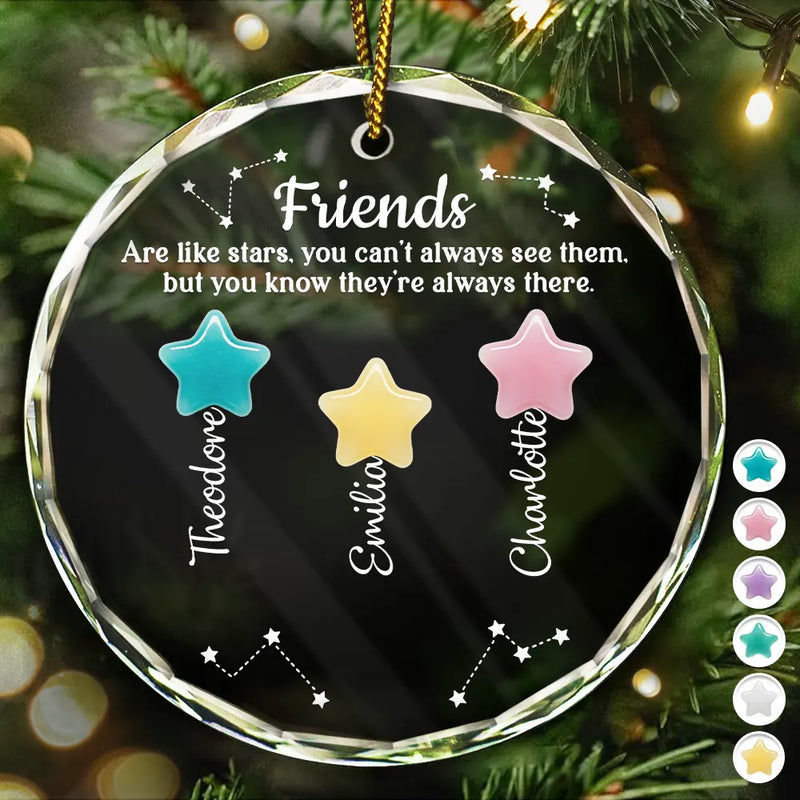 Friends Sisters Siblings Are Like Stars Sea Glass - Personalized Glass Ornament - Christmas Gift For Family