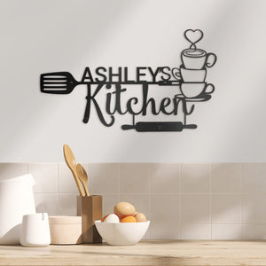 Personalized Kitchen Name Sign, Custom Metal Name Signs, Metal Wall Art, Kitchen Dining Room Decor, Mom's Kitchen, Personalized Sign
