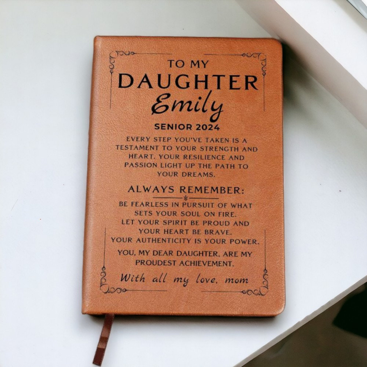 Personalized Gradution Gift For Daughter Son, Leather Journal For Daughter From Mom, Custom College Graduation Gift