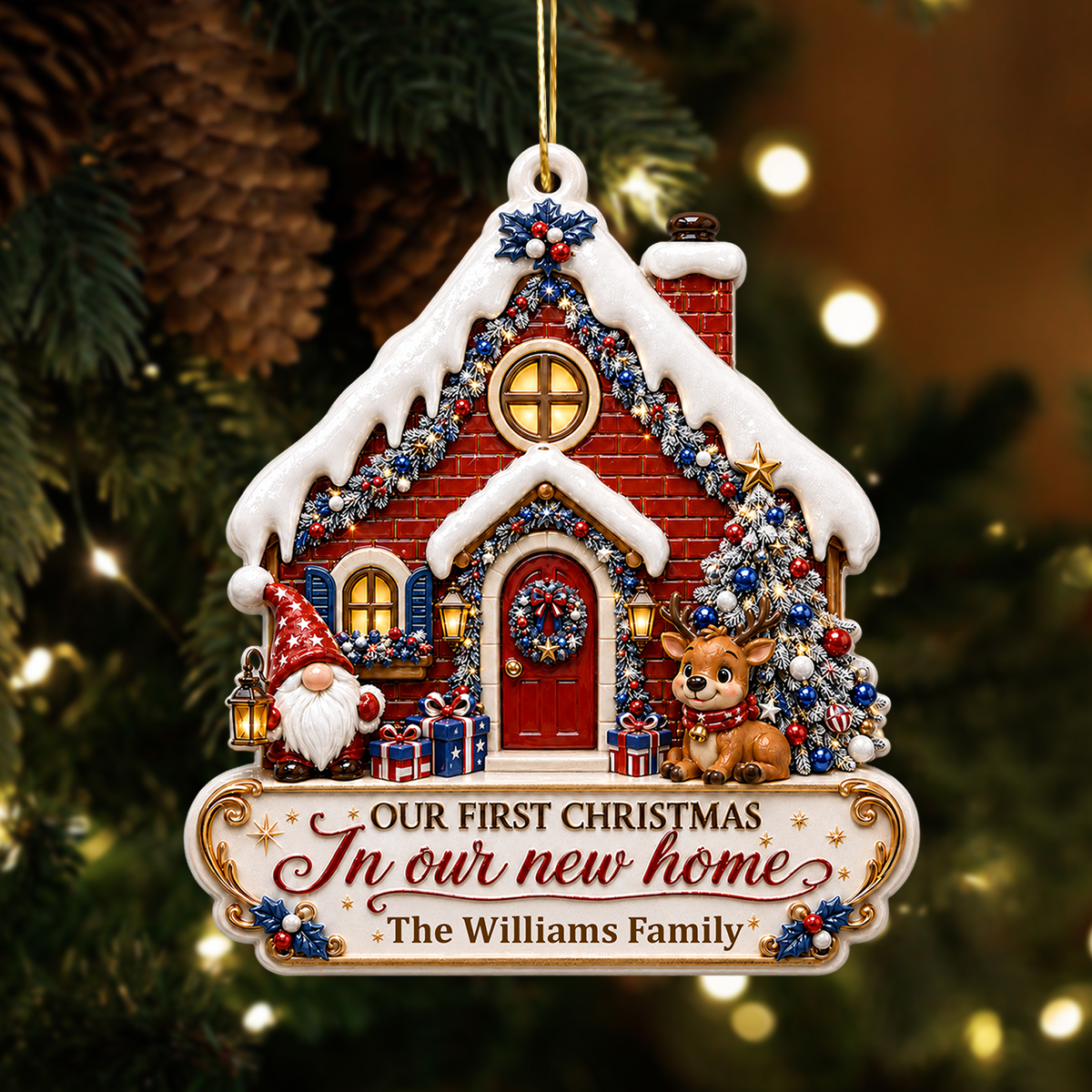 First Christmas in Our New Home - Family Ornament - Real 3D Raised Ornament
