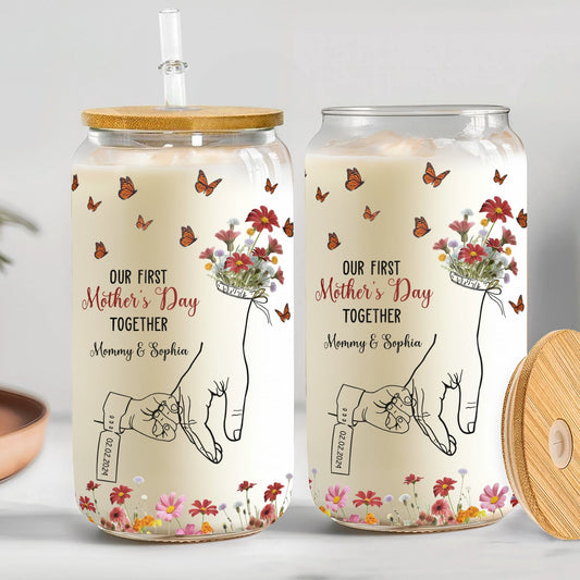 Our First Mother's Day Together - Personalized Glass Tumbler - Gift For New Mom, Mother's Day Gift