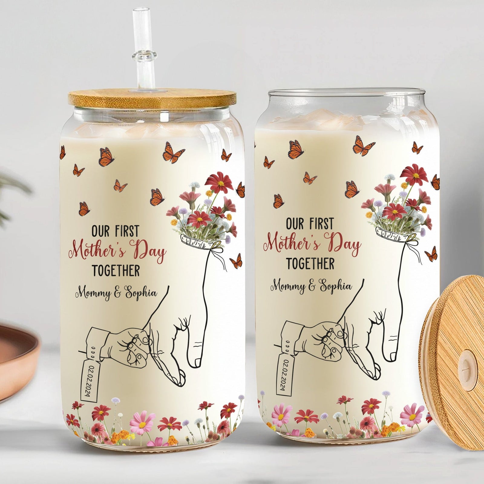 Our First Mother's Day Together - Personalized Glass Tumbler - Gift For New Mom, Mother's Day Gift