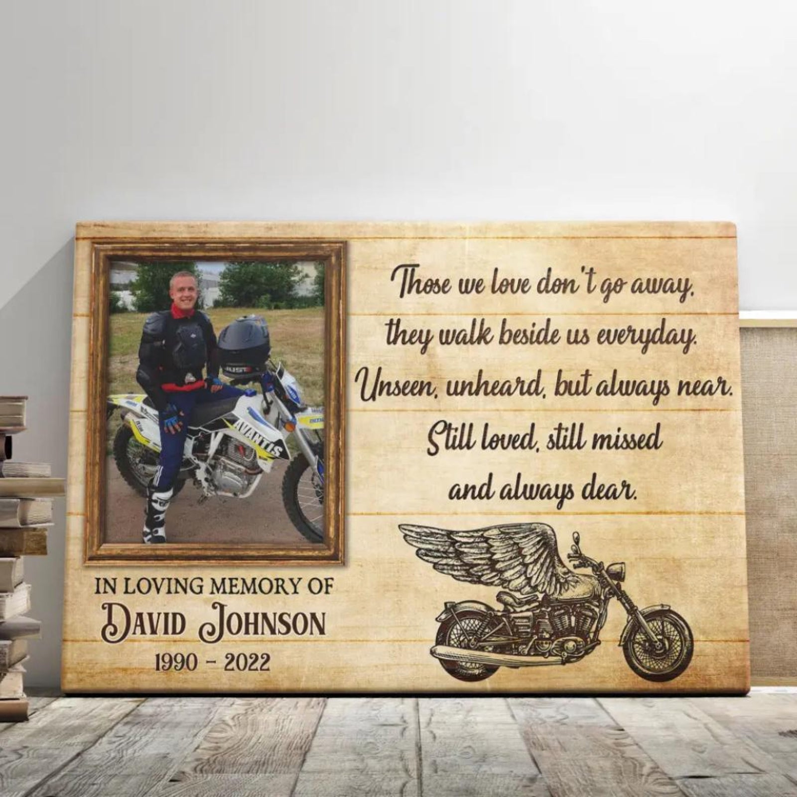 Memorial Gone Riding - Personalized Canvas - Sympathy Gift for Family, Memorial Father Grandpa