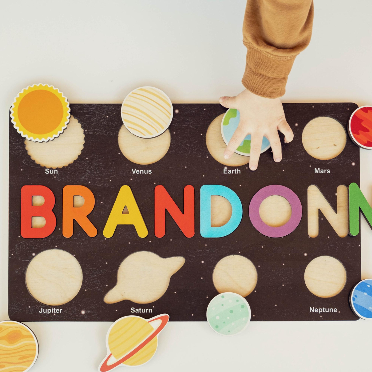 Solar System Wooden name puzzle, Baby Name Puzzle, 1st Birthday Gift For Kids, Baby Shower Gift, Nursery Decor, Easter Gift for kids