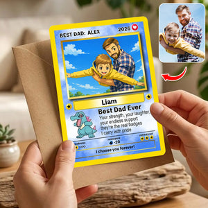 Custom Anime Photo Poke Card | Personalized Father's Day Trading Card | Poke Dad Birthday Gift