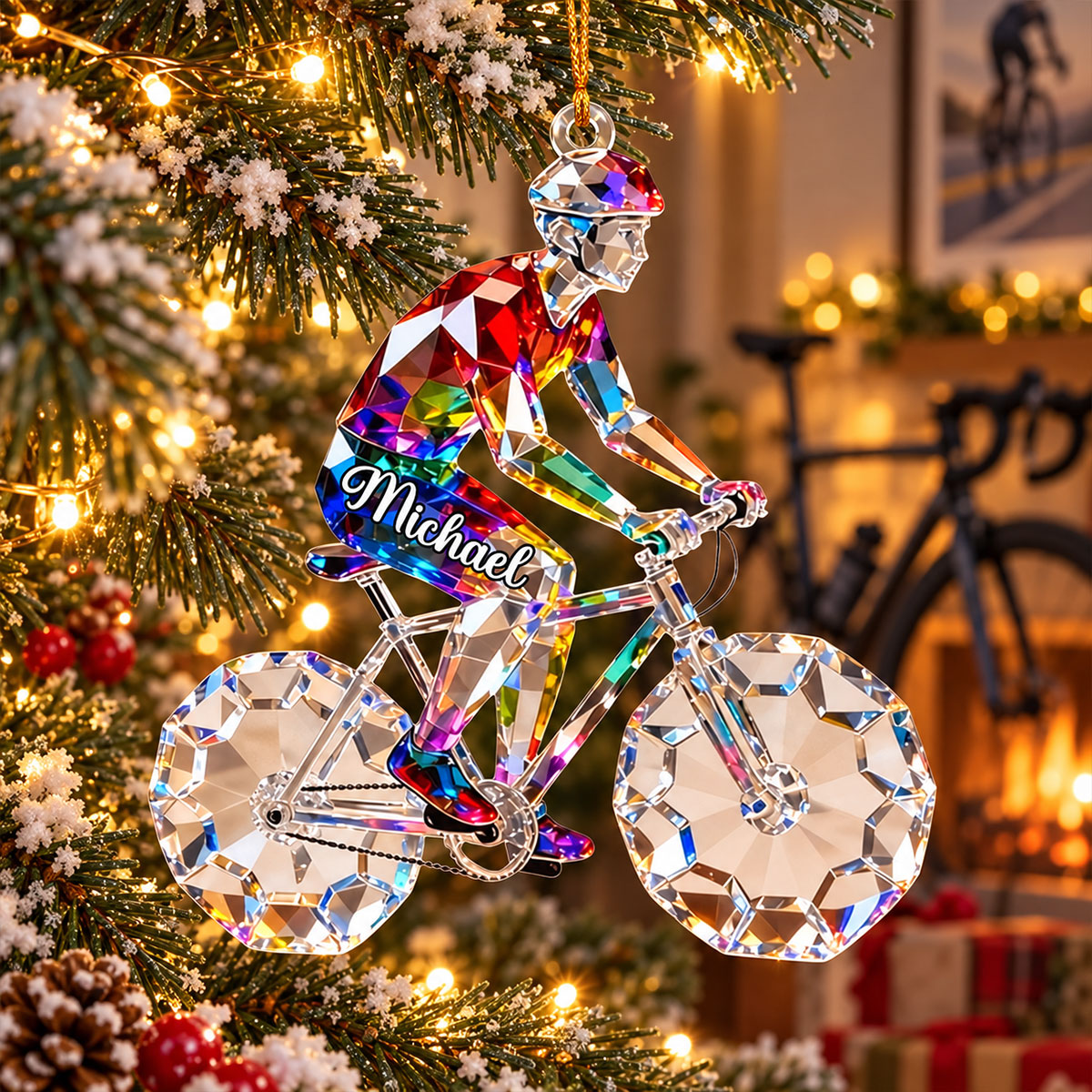 Personalized Bicycle Christmas Ornament - Custom 3D Ornament Keepsake Gift for Cycling Enthusiasts and Cyclists