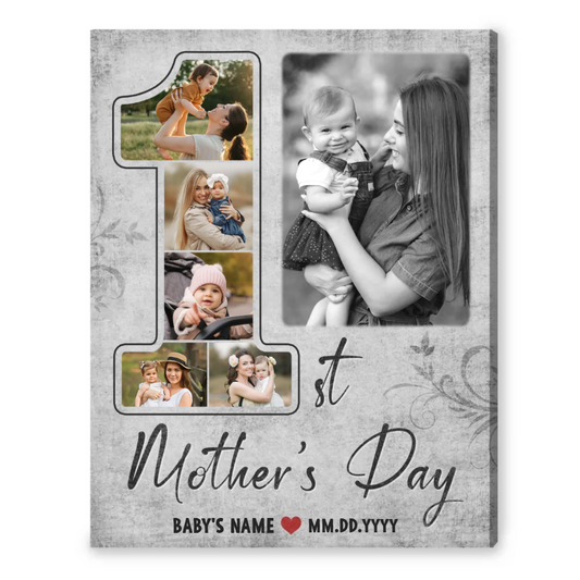 Happy First Mothers Day Gift Custom Photo - Personalized Canvas - Gift For Mom, Mother's Day, Birthday Gift