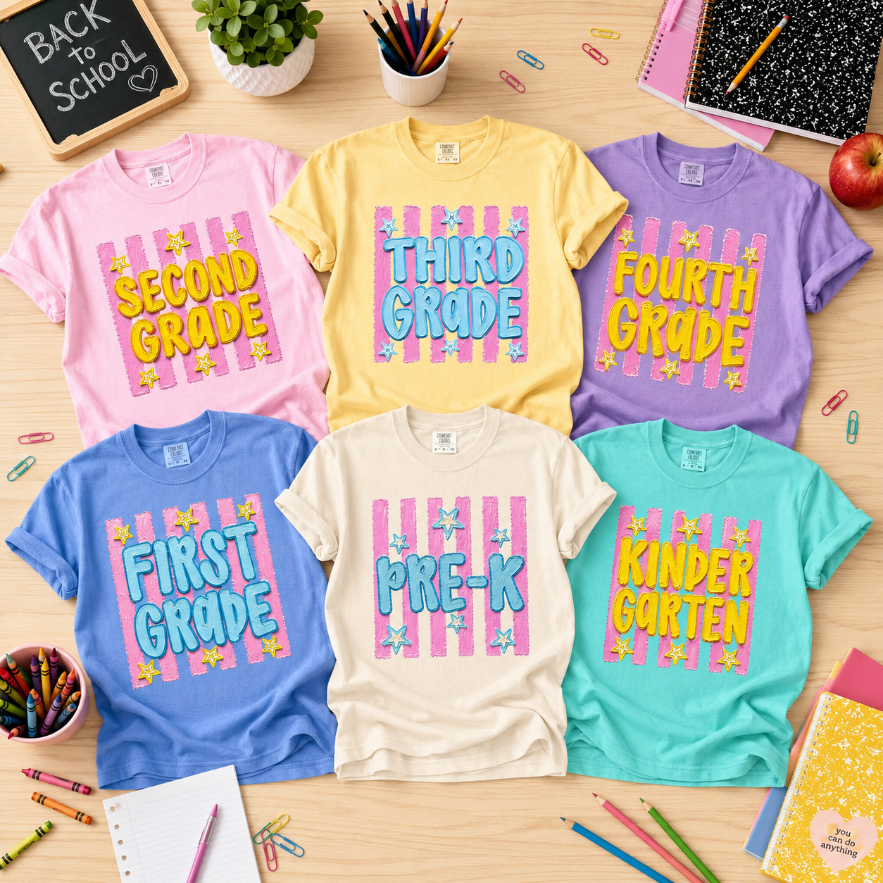 Retro Striped Fourth Grade Teacher Shirt, Back To School 4th Grade Teacher Tshirt, Elementary School Tee Pre Kinder Tee Faux Handpainted Top