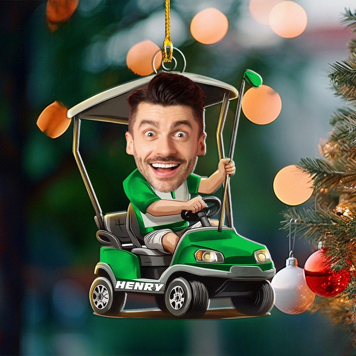 Custom Face Golfer - Personalized Acrylic Ornament - Christmas Gift For Golf Player, Golf Lovers