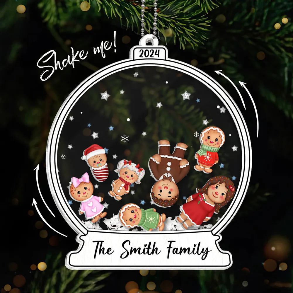Gingerbread Cookies Family - Personalized 4D Shaker Ornament - Christmas Gift For Family