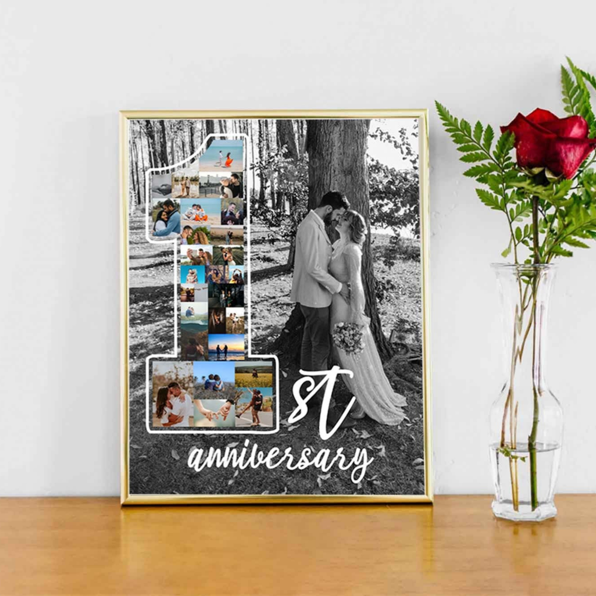 Our First Year Together Personalized Photo Collage, One Year Anniversary Gifts for Boyfriend, 1st Anniversary Gift for Husband, Gift for Him