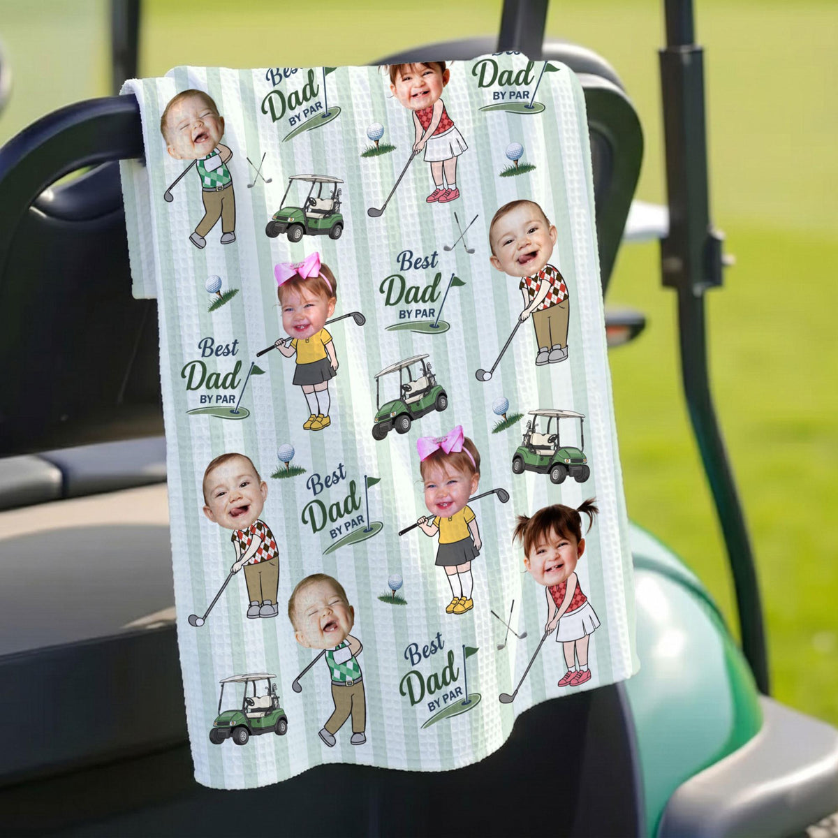 Personalized Baby Photo Golf Towel for Dad, Kids Photo Golf Towel, Best Dad By Par Towel, Fathers Day Gift For Husband, Golf Dad Gift