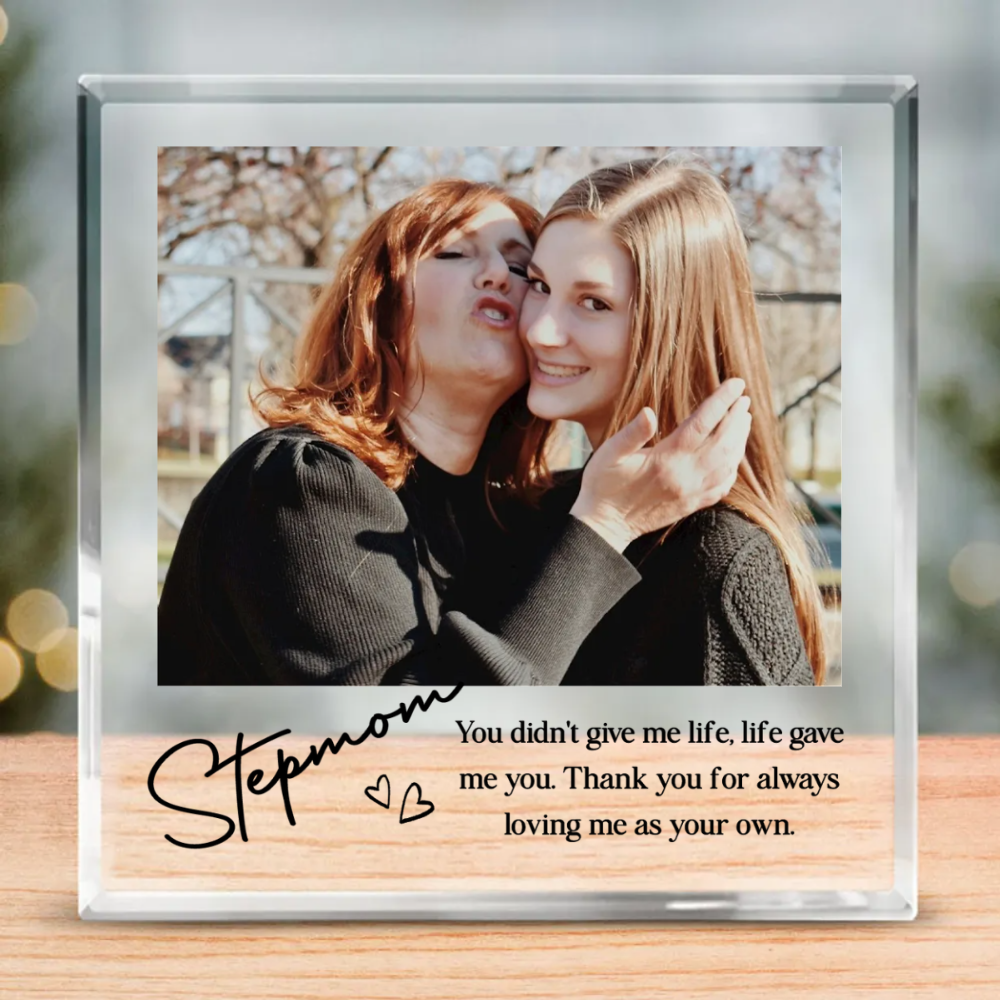 Personalized Stepmom Photo Acrylic Block, Step Mom Mothers Day Gifts, Step Mom Keepsake Gifts From Daughter, Bonus Mom Gift