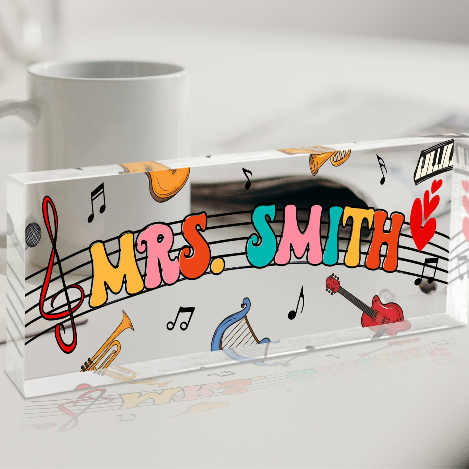 Music Teacher Sign, Personalized Teacher Name Sign, Music Teacher Gifts, Cute Classroom Decor, Teacher Desk Name Plate, Funny Teacher Plaque