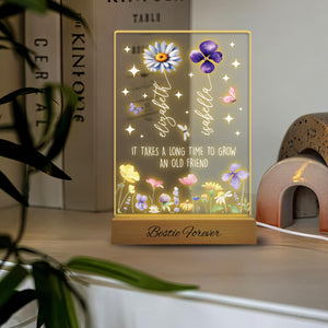 Personalized Bestie Forever Acrylic Photo Night Light, Birth Month Flower Gift, Gift For Sisters, Besties, Soul Sisters