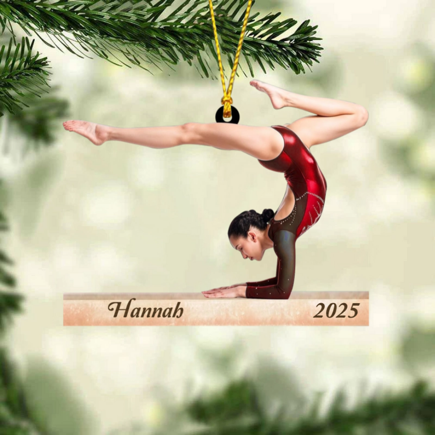 Female Gymnastics Personalized Christmas Ornament, Gift For Gymnastics Fans Coach