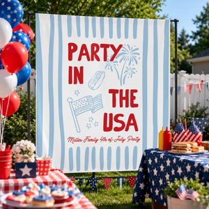 Custom 4th of July Party Banner, Family BBQ Sign, America 250th Anniversary Celebration Backdrop, USA Celebration Decor