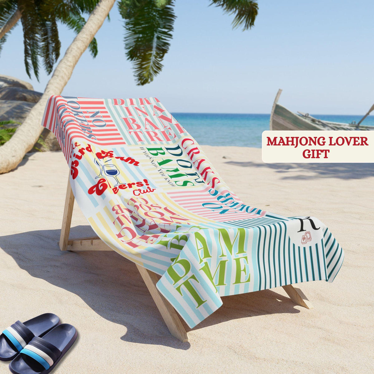 Mahjong Lover Beach Towel, Custom Mahjong Tile Pool Deck Towel, Beach Towel, Summer Gift For Mahjong Queen