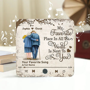 Favorite Place In The World Old Couple Walking Back View Personalized Music Fridge Magnet, Gift For Him, For Her