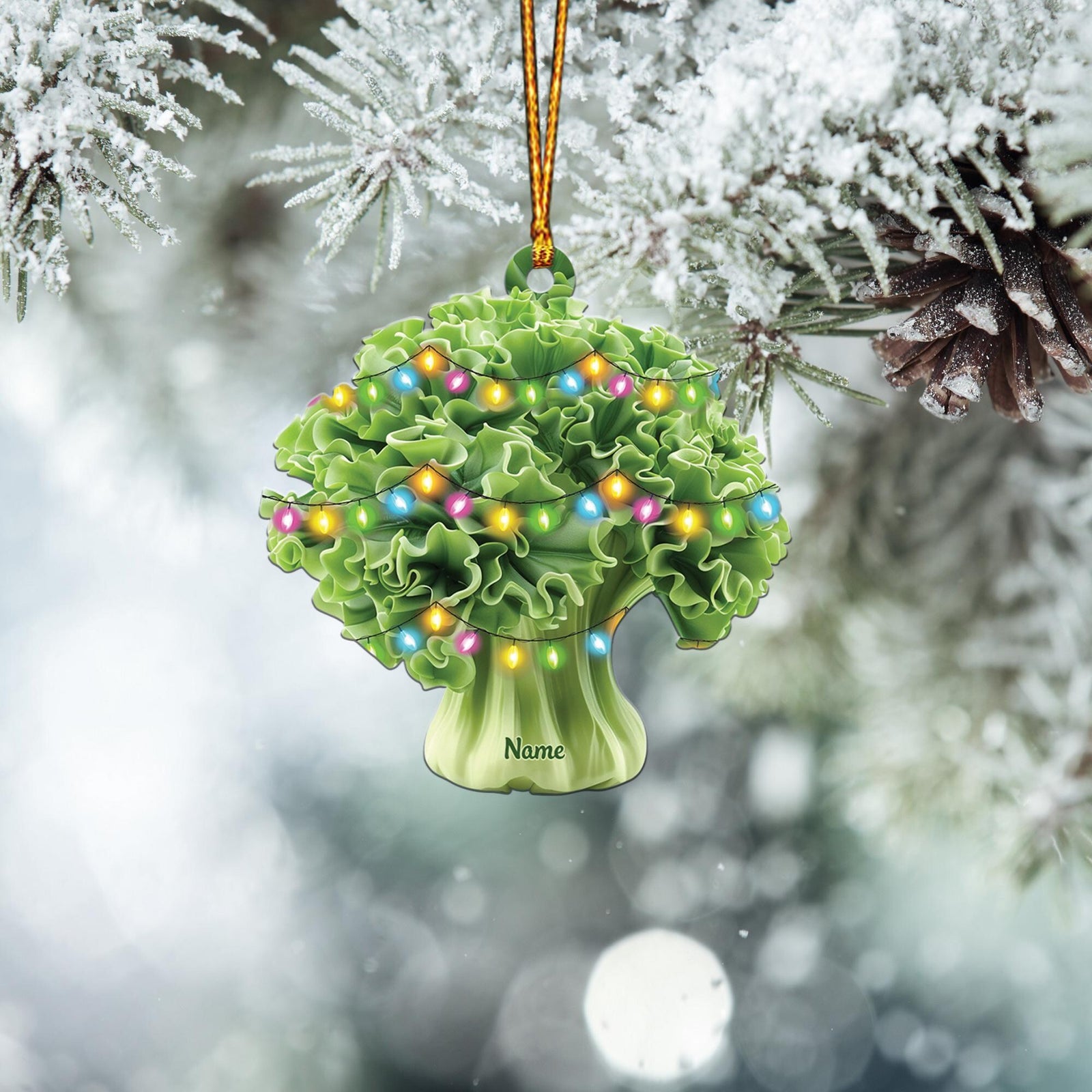 Green Lettuce Christmas Light Ornament, Christmas Tree Decor, Loved Green Lettuce Ornament, Hanging Ornament Gift