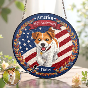 America 250th Anniversary Pet - Upload Photo Stained Glass Suncatcher 1_421a0376-ea09-4774-b1e0-610b0c18eb9f.png