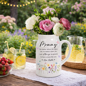Personalized Mommy Always Flower Vase, Mothers Day Gift for Mum, Gift from Grandkids, Ceramic Flower Vase, Gift for Her, Wildflower Ceramic Vase