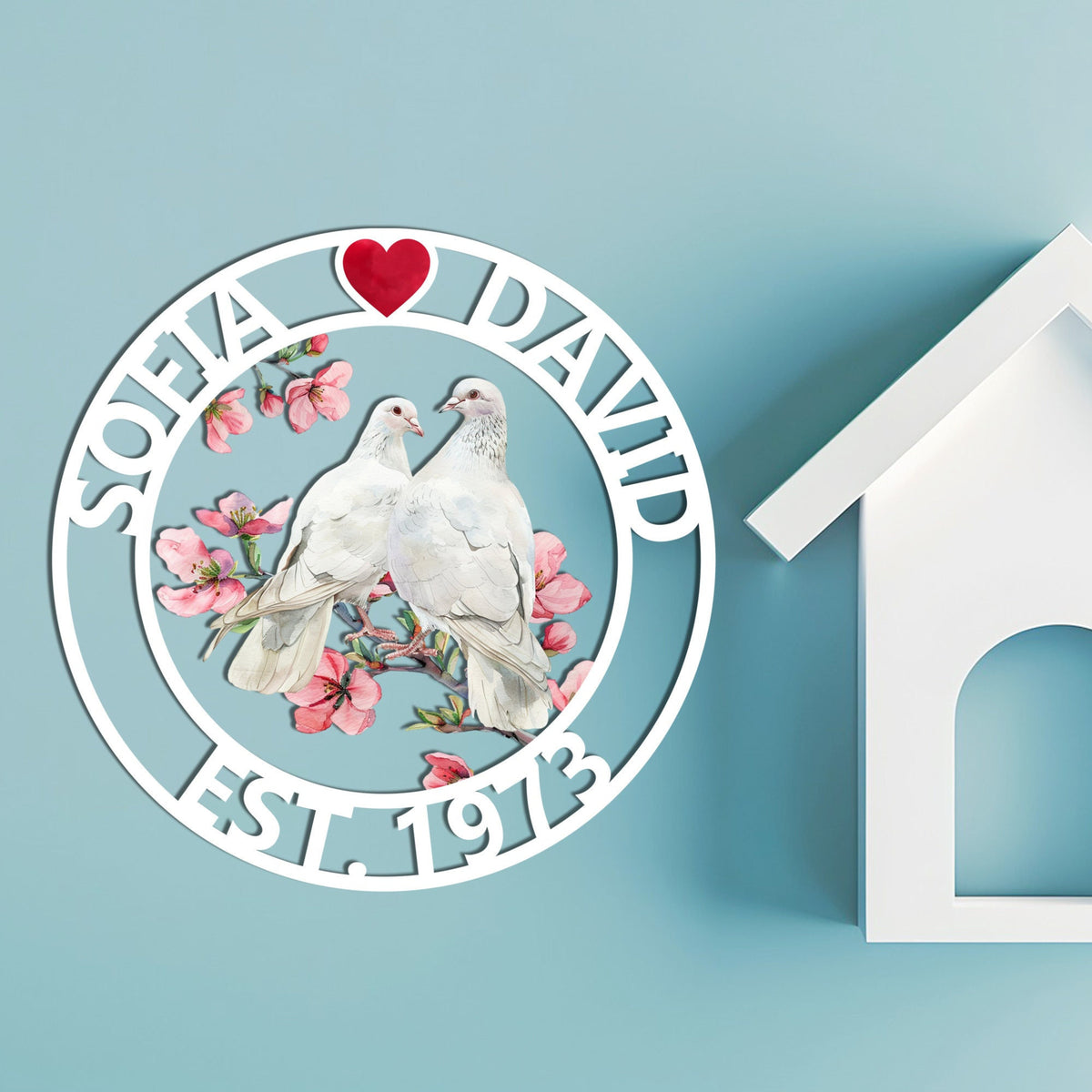 Custom Anniversary Sign, Family Name Sign, Parents Anniversary Gift, Golden Anniversary Wedding Anniversary Metal Wall Art, Doves Metal Sign