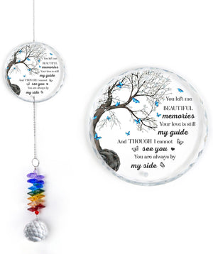 You Left Me Beautiful Memories Personalized Memorial Ornament, Crystal Heart Ornament Sympathy gift, Memorial gift with name, Prism rainbow