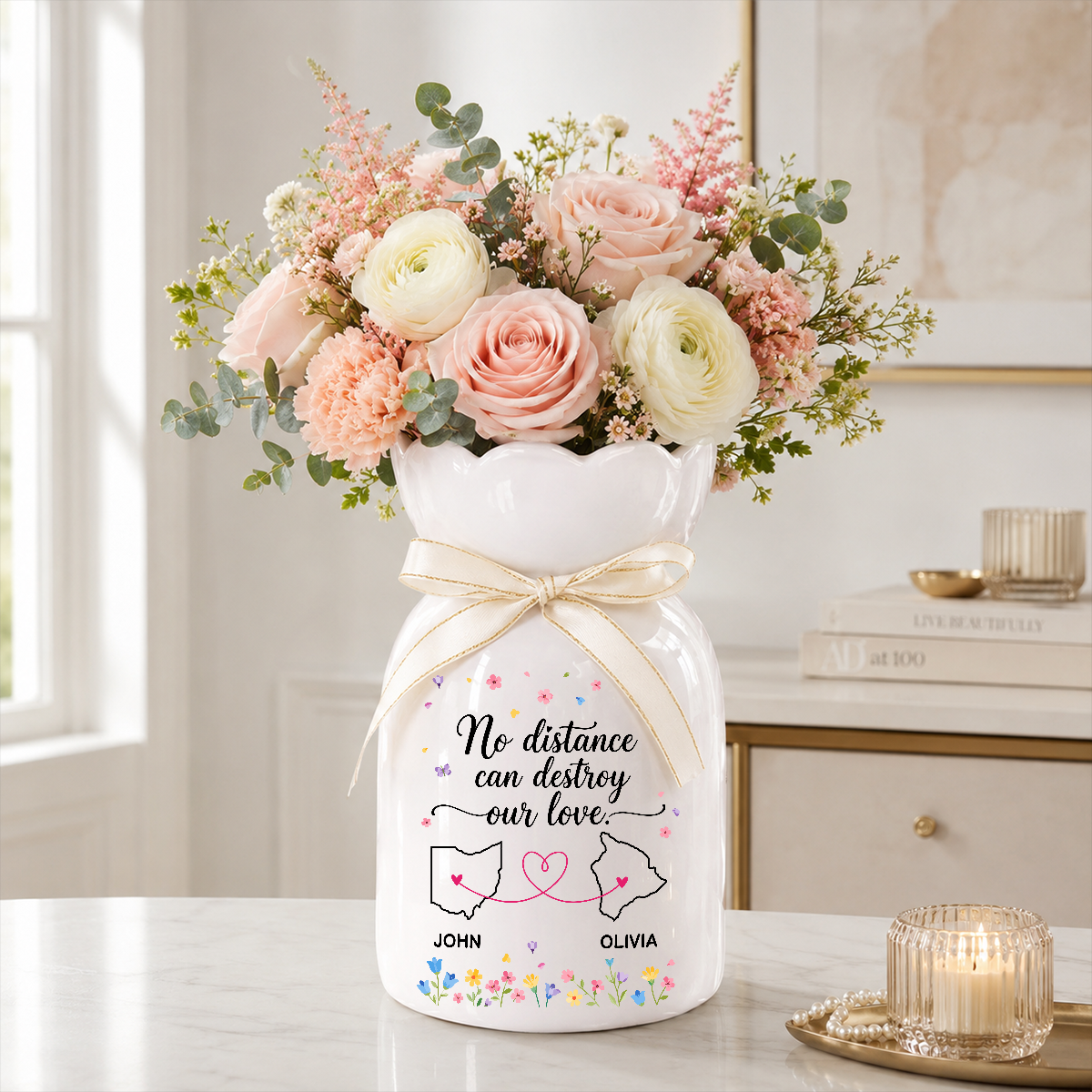 No Distance Can Destroy Our Love - Custom Photo Building Block - Personalized Building Block Keepsake